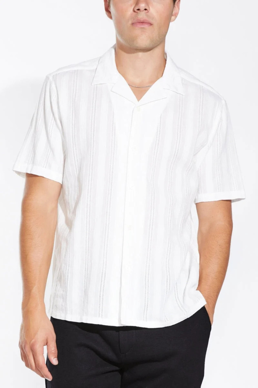 Civil Society White Stripe Textured Jacquard Shirt/34529